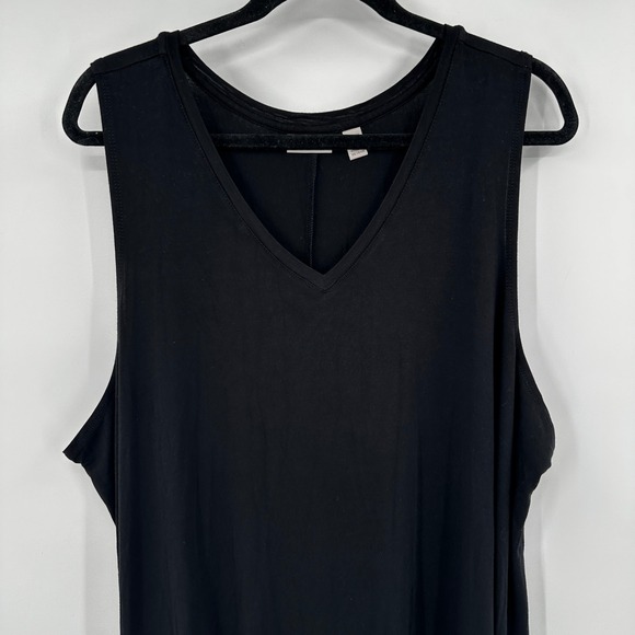 LOGO Lori Goldstein Black Sleeveless V-Neck Handkerchief Hem Dress Plus Size 3X - Picture 2 of 9